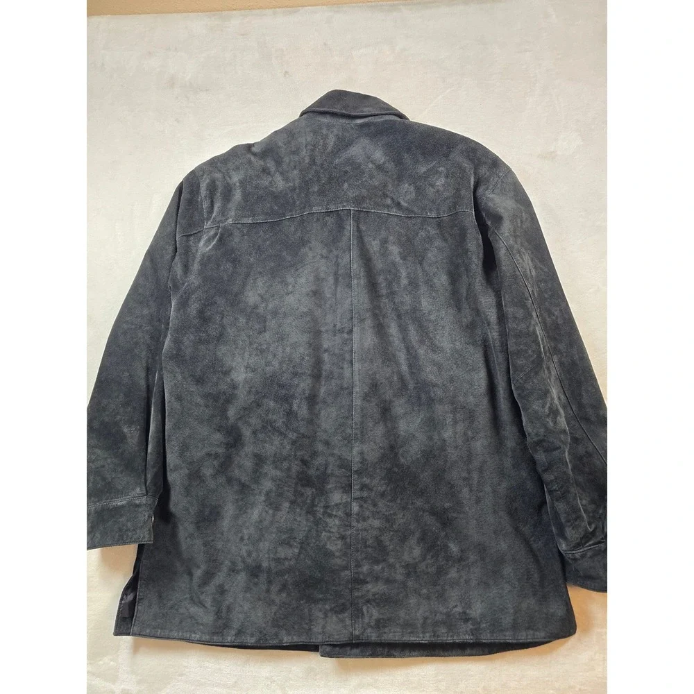 Pronto Uomo Suede Shirt Jacket Mens XL Black Leather Button Shacket Western Y2K